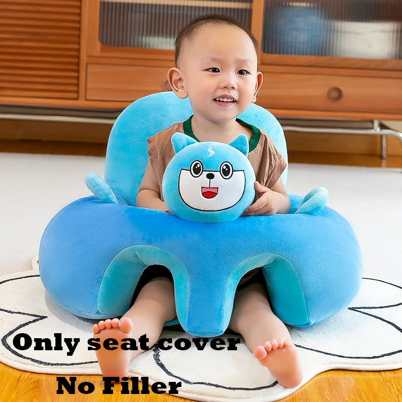 Babies-Preschoolers Upholstered Soft Velvet Fabric Electric Embroidery Cute Cartoon Animal Face Images Learning Seat Chairs/Ages: Newborn 0-3 Years + Older/Colors-Orange/Green/Gray/Black/Brown/Red/Multicolor/Checkered/Animals