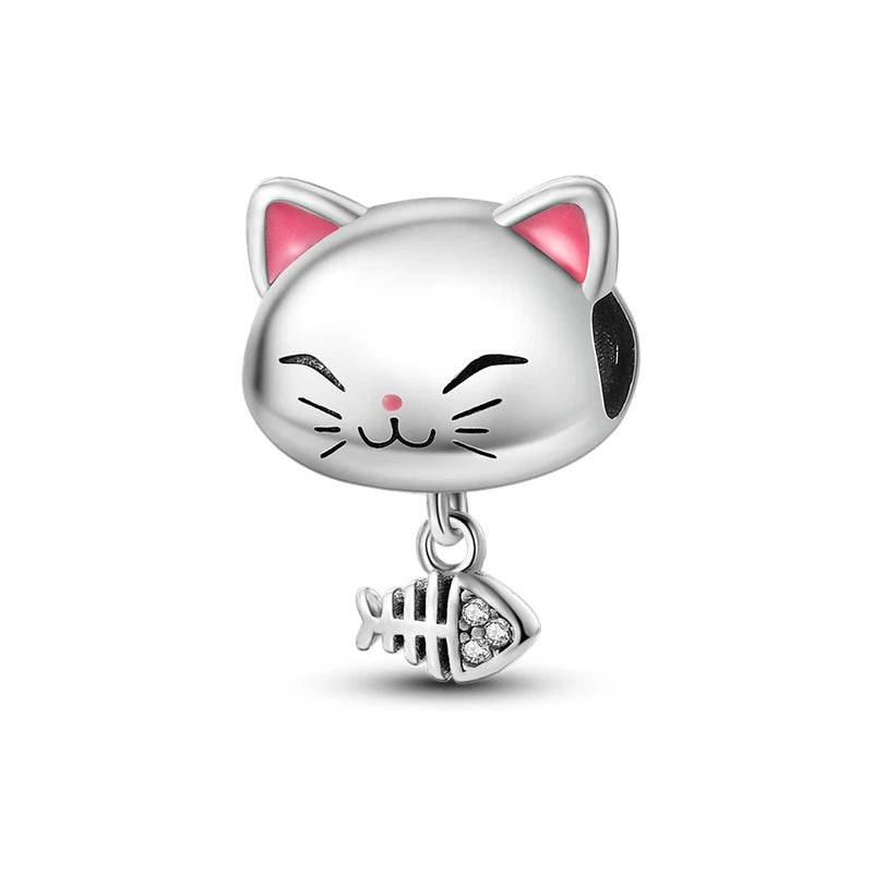 Fine Irregular Silver Plated Round Charms-Pendants Rope Link Bracelets/Colors-Silver/Pink/Multicolor/Floral/Animal
