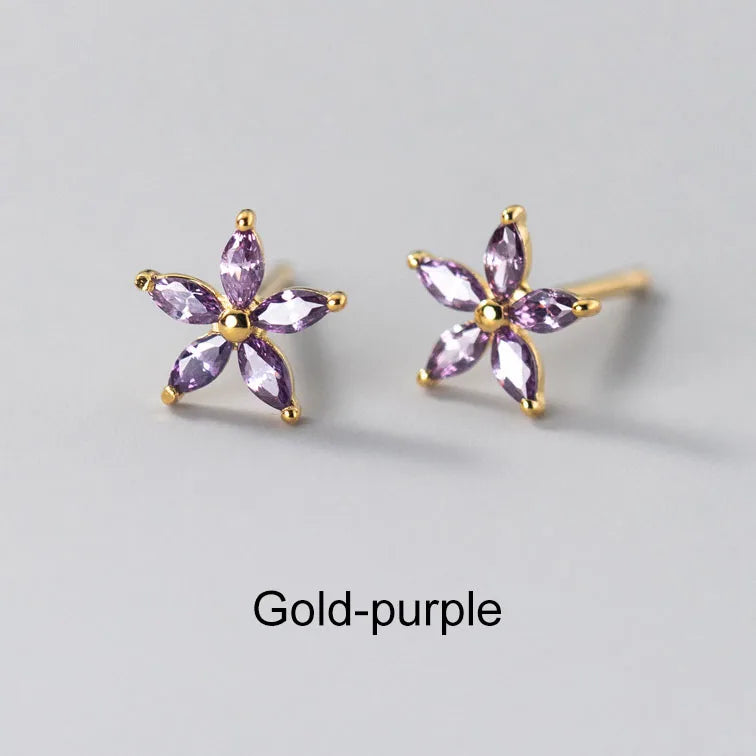 INZATT Real 925 Sterling Silver Colourful Zircon Star Stud Earrings For Women Party Trendy Fine Jewelry Minimalist Accessories