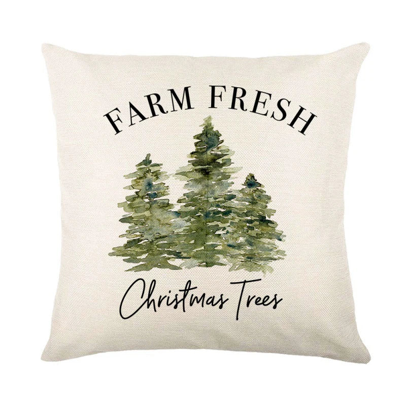 4 PCS Set Christmas Linen Snowman-Elk-Yarn Mittens-Christmas Tree-Wreath Plaid Throw Pillows/Colors-White/Red/Gray/Plaid