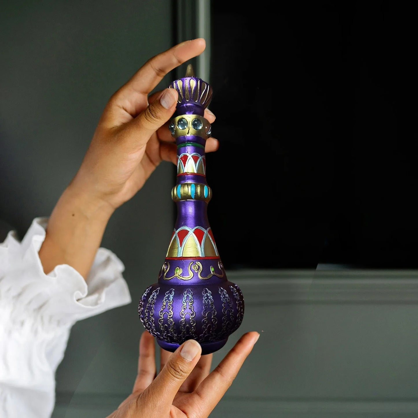 I Dream Of Jeannie Bottle Figurines /Colors-Mirrored Purple/Green/Royal Blue/ Bottle Figurines is 10.5 inches Tall