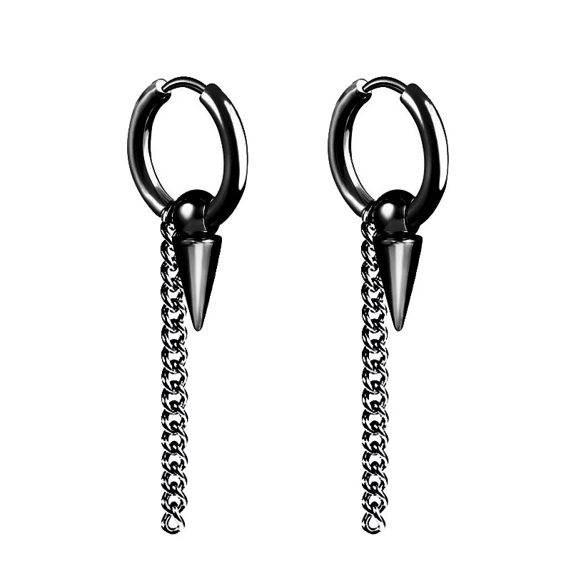 Unisex Metal Stainless Steel Imitation Black Studded Punk Earrings