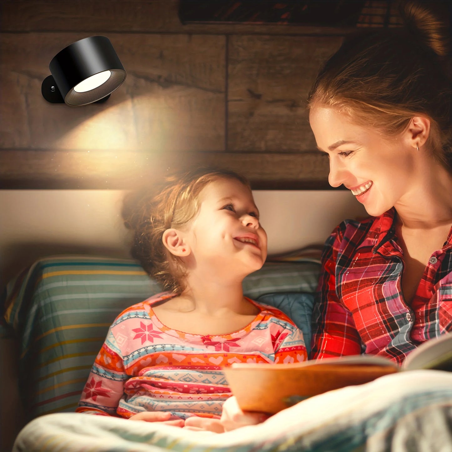 Modern Indoor Round Wall Mounted LED Wall Light Fixtures/USB Charging Port/3 Brightness Levels/Colors-Black/Cool-Warm White