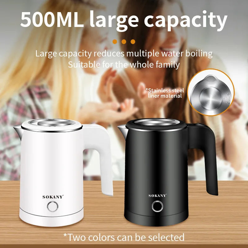 Electric Stainless Steel Hot Water Kettles/ Double Layer Heat-Resistant Wall/Auto-Off/AC-Powered/Colors-Black/White