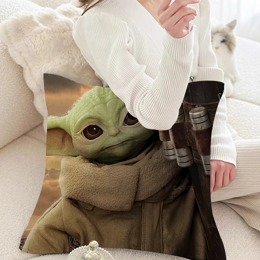 Printed B-Baby-Yoda S Throw Pillowcase Covers/Colors-Multicolor/Blue/Brown/Green