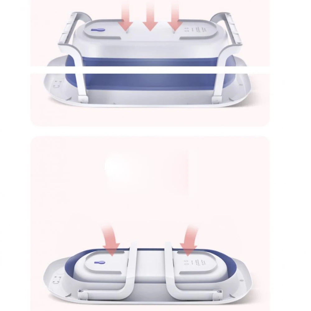 Newborn Babies-Preschooler Foldable Plastic PP-PU Synthetic Thick Polyester Anti-Skid Cushion Portable Traveling Reinforced Support Babies Bathtubs/Ages: Newborn 0-3 Years Old/Colors-White/Blue/Pink/Gray/Striped/Multicolor