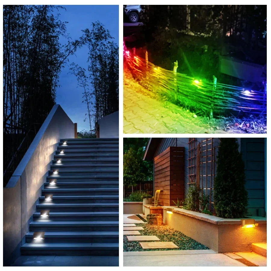 Modern intelligent Cool Light Control 1-2-4 PCS Waterproof IP44 Protection LED Solar Powered Deck Stairs Lights/ Colors-Black/Brown/Multicolor