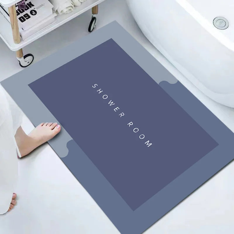 Rectangle Faux Leather Super Absorbent Non-Slip Rubber Bottom Bathroom Mats/Colors-Floral/Gray/ Black/ Blue