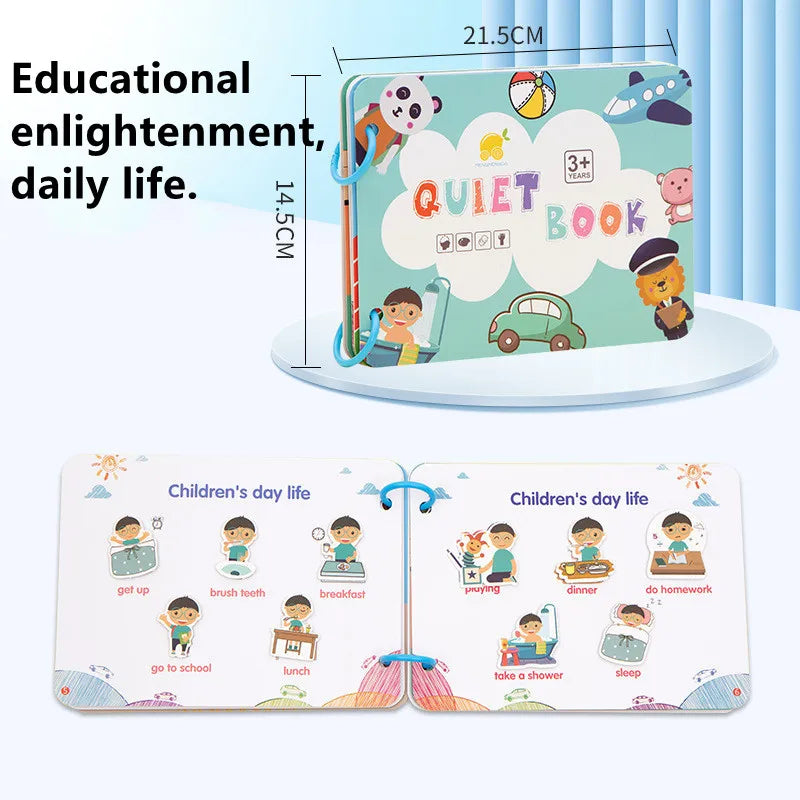 Child-Parents Game Durable Waterproof-Oil Proof Early Cognitive Development Brain Integrates Stickers Scene Activity Quiet Book Educational Toys/Colors-Blue/Multicolor/Ages Babies-3 Years Old