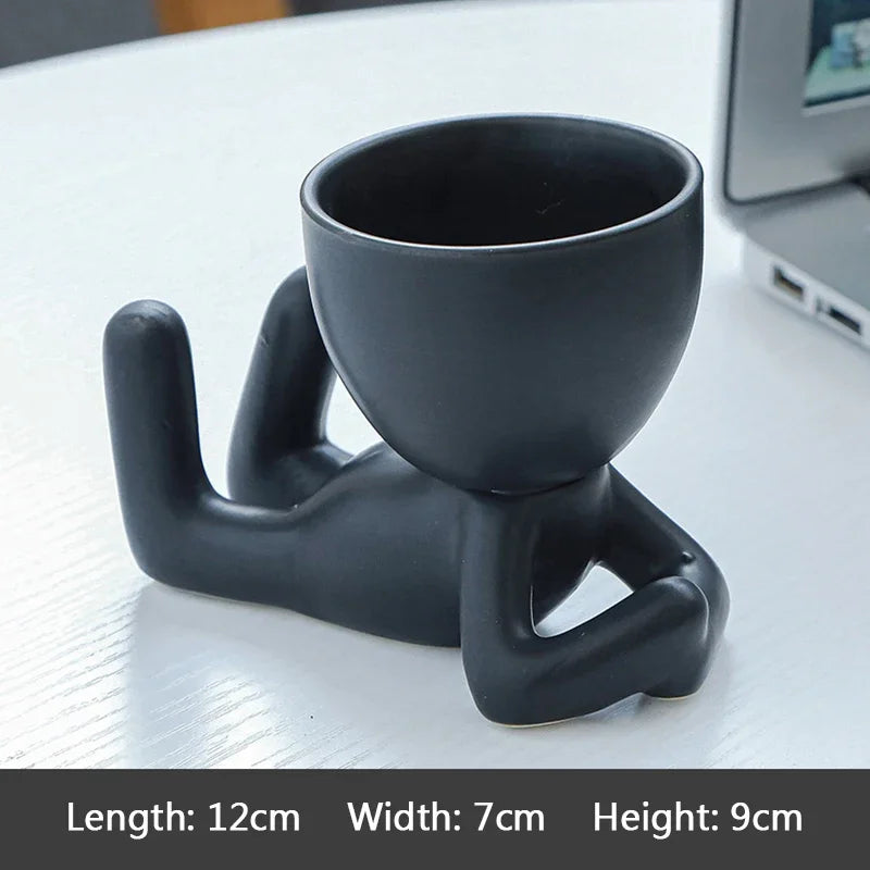 Creative Cute Imitation Humanoid Ceramic Flower Pot Succulent Planter Crafts Vase Home Decoration Personalized Gift Wholesale