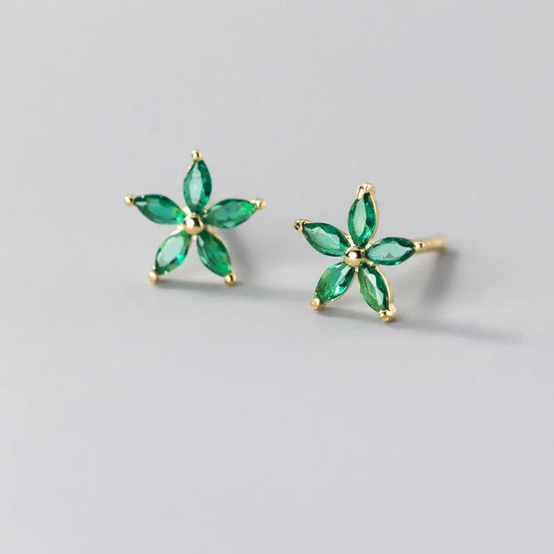 INZATT Real 925 Sterling Silver Colourful Zircon Star Stud Earrings For Women Party Trendy Fine Jewelry Minimalist Accessories