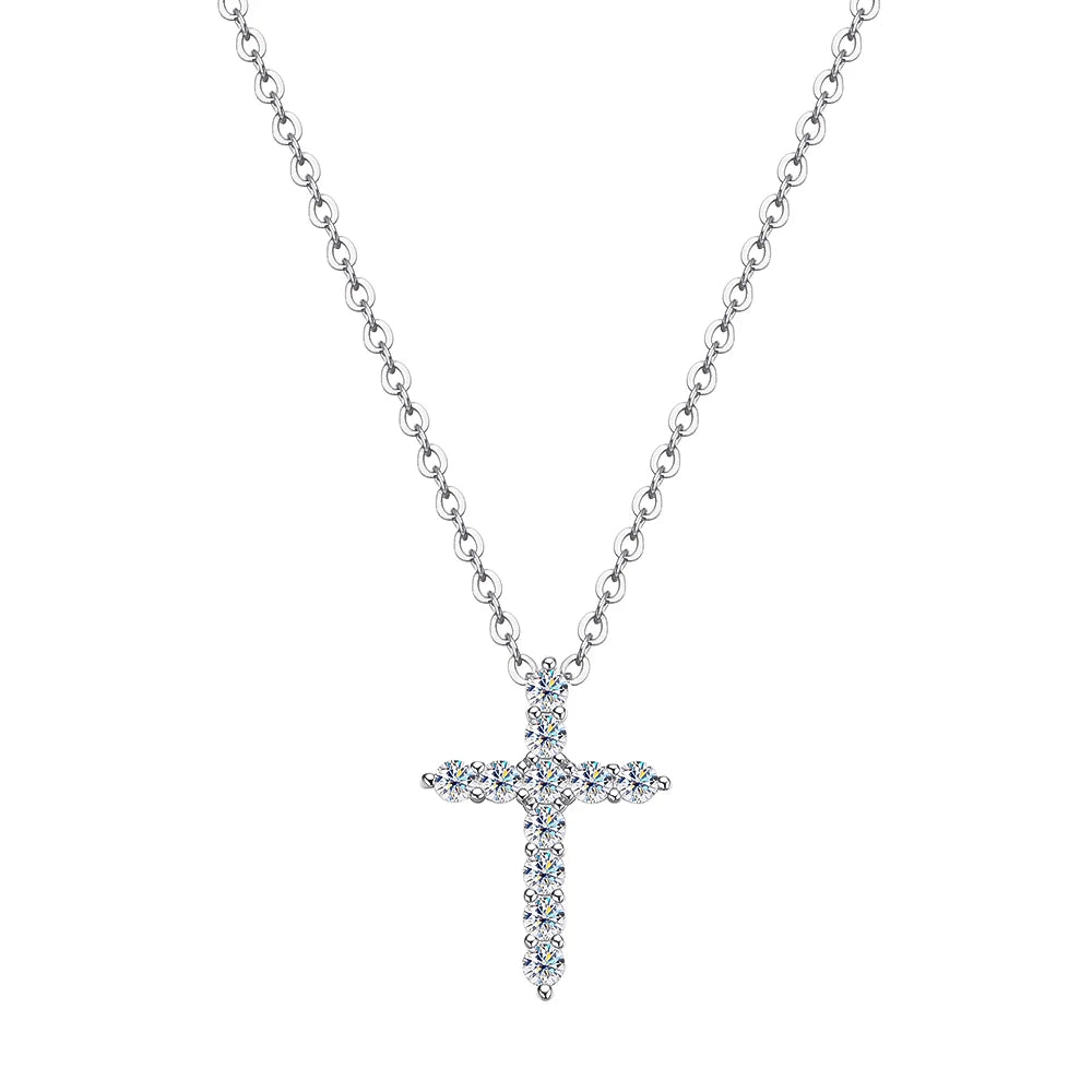 OEVAS 100% 925 Sterling Silver 2.5-5MM Cross Moissanite Necklace Pendant For Women Birthday Anniversary Gifts Fine Jewelry