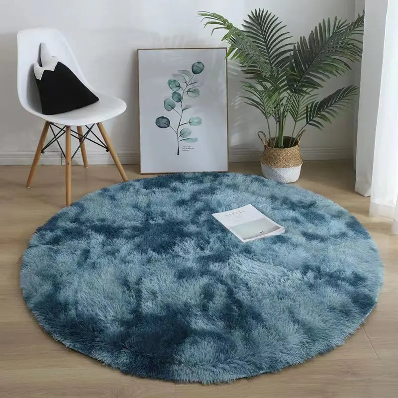 VIKAMA-100% Polyester Green/ Tie Dye Silk Wool Indoor Carpet, Anti-Slip, Fade Resistant, Hand Wash
