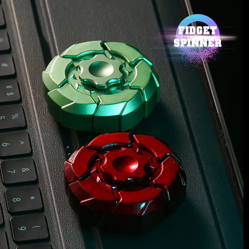 ABS Plastic Sci-Fi Tech Interface Hub Frame Fingertip Gyro Round Flat Rotating Spinning Glowing Light Effects Fidget Toys/Colors-Green/Gold/Red/Blue/Purple/Pink/Geometric/Multicolor/Ages: 13-18 + Years Older