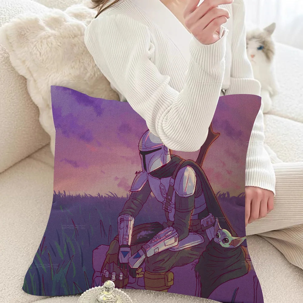 Printed B-Baby-Yoda S Throw Pillowcase Covers/Colors-Multicolor/Blue/Brown/Green