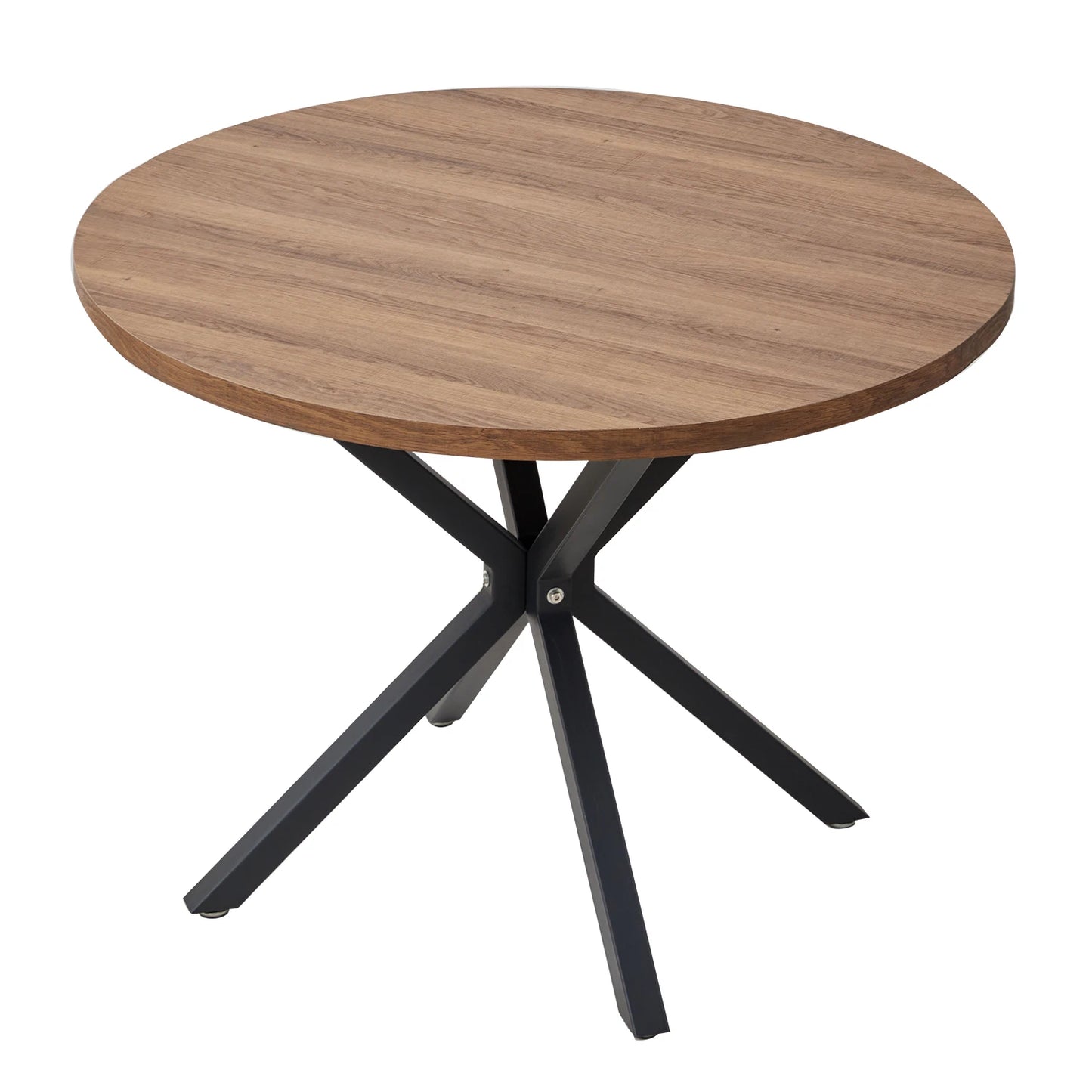 2-4 Seat EGOONM Nordic Round Solid Wood Top Small Dining Table w/ X-Shape Steel Frame/No Chairs/Colors-Dark Brown/Light Brown