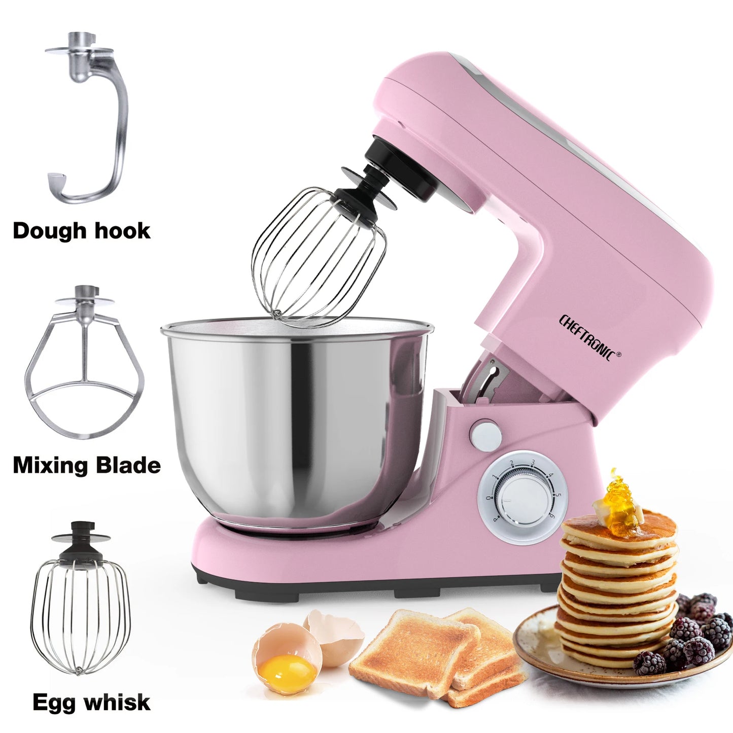Kitchen Plastic 6 Speed Tilt-Head-Anti-Slip Portable Lift Lock Electric Mixers/4 Strong Suction Cup Bottom/ Accessories Included/Colors-Beige/Green/White/Pink/Black