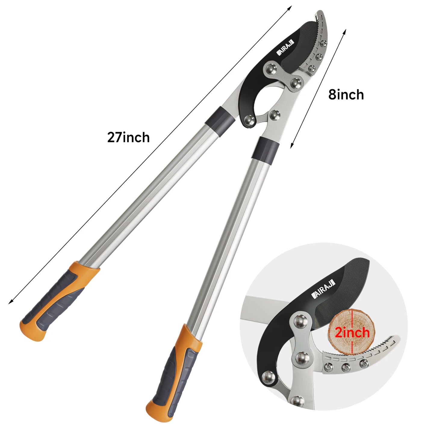 AIRAJ Bypass Pruning Shears with Gear-Operated Cutting System Cuts Branches Thicker than 30 MM SK-5 Steel intensification Blade