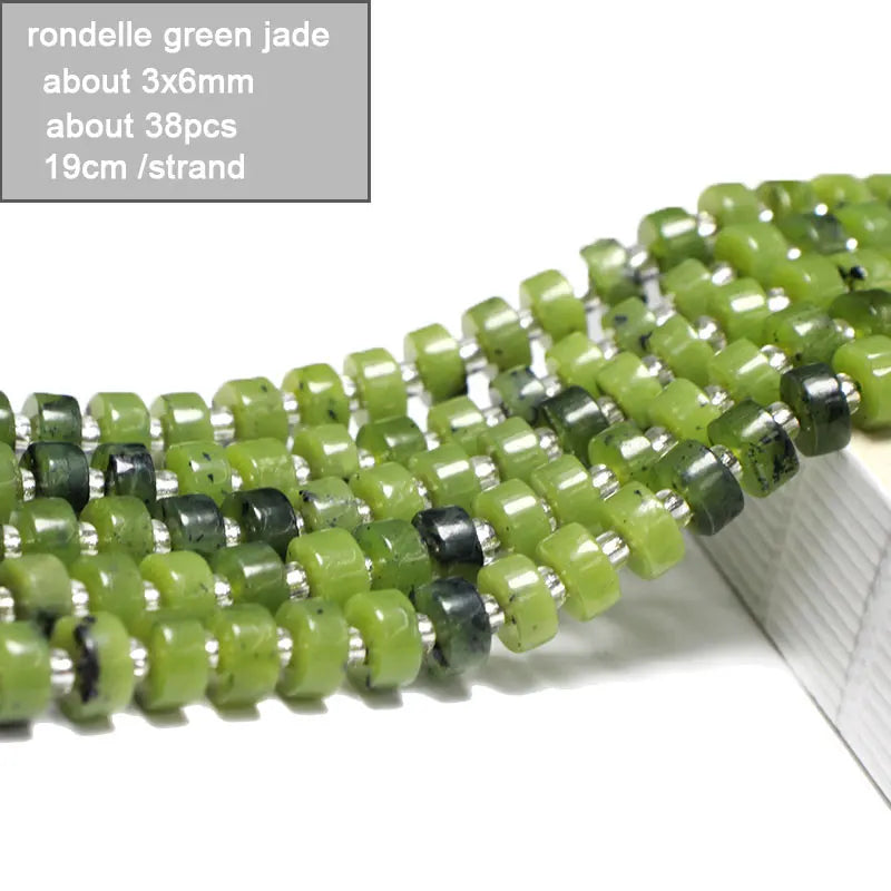 Wholesale 100% Natural Green Jade Cylinder Square Irregular Faceted Round Stone Beads for Jewelry Making Diy Bracelet Charms