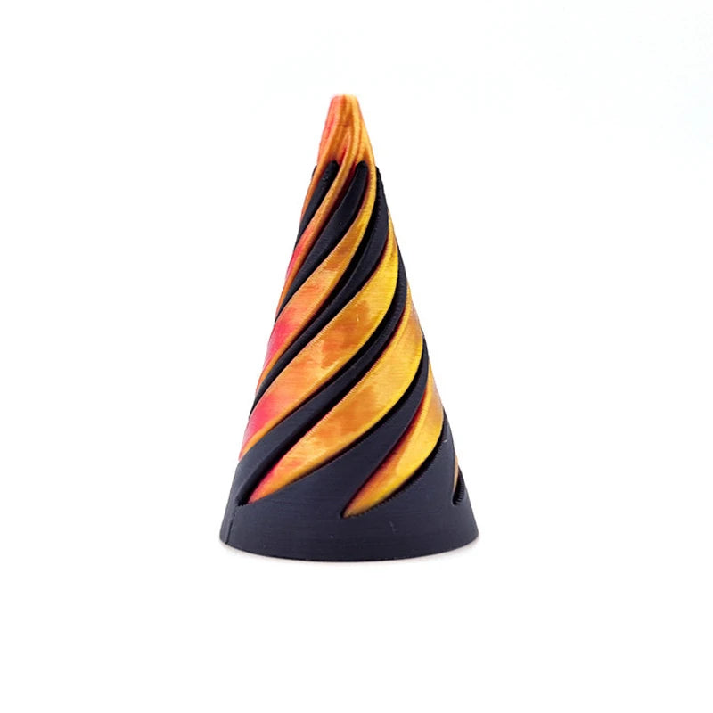 3D Printed Plastic Non-Toxic Spiral Cone-Shaped Sensory Fidget Toys/Ages: 13-18+ Years Old/Colors-Orange/Red/Black