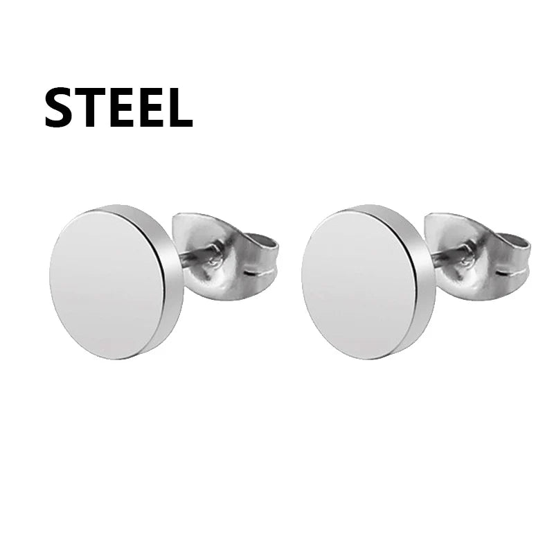Unisex Metal Stainless Steel Imitation Black Studded Punk Earrings