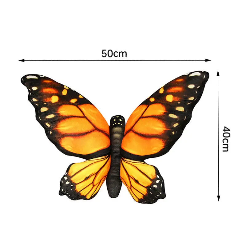 3D Colorful Printed Cartoon Plush Butterfly Shape Polyester Cotton Throw Pillows/ Colors-Multicolor