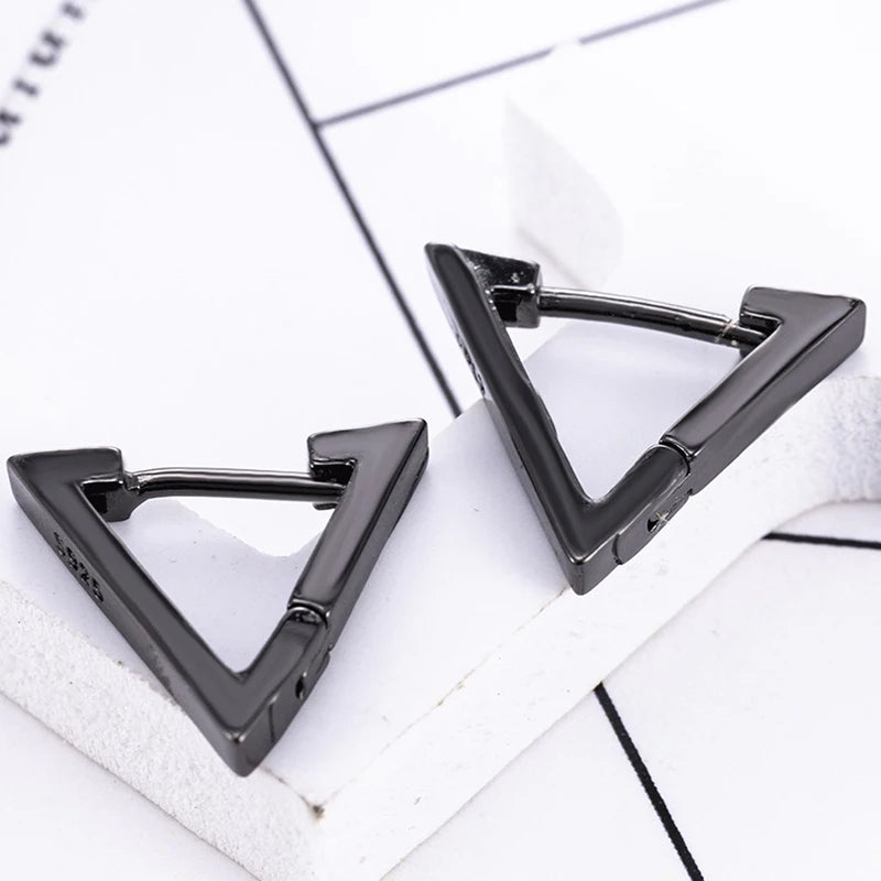Unisex Metal Stainless Steel Imitation Black Studded Punk Earrings