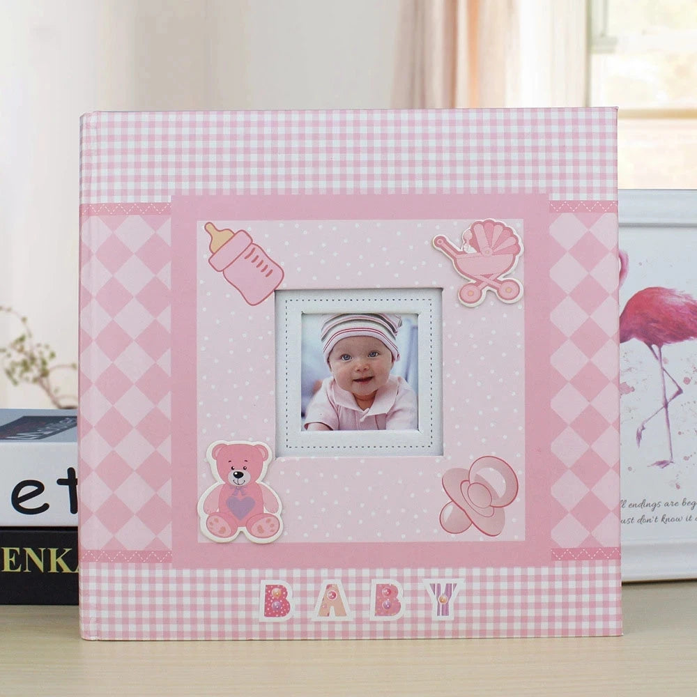Babies Paper Cover Round Spiral Binding Memorable Babies Growth Loose-Leaf Photo Albums/ 6-Inch Photos/Colors-Pink/White/Blue/Checkered