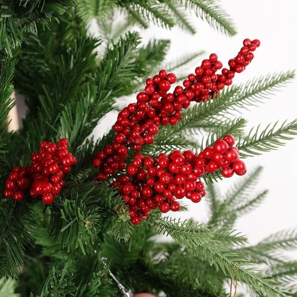 50PCS Branch Indoor Artificial Plastic Foam Non-Flowering Red Holly Berries Flower Bouquet Plants