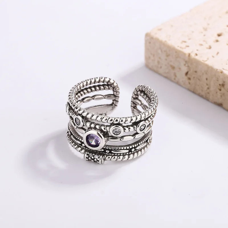New in 925 Sterling Silver Retro Irregular Adjustable Rings For Women Wedding Luxury Jewelry Accessories Jewellery Moneys 925