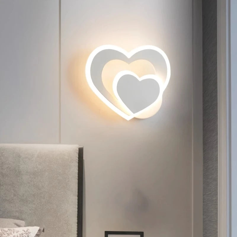 Nordic Modern Iron LED Two Heart-Shaped Acrylic Shade Wall Mounted Lamps/Colors-White/Black/Yellow/Gray