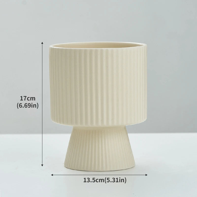 Nordic Creative Striped Ceramic Flower Pots, Modern Minimalist Morandi Vases, Green Plants, Home Decoration, Modern Decoration
