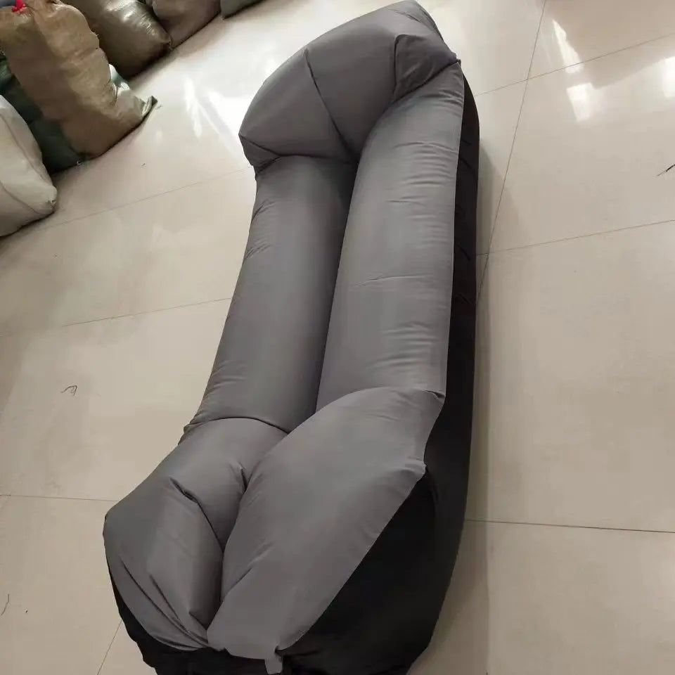 Outdoor Waterproof Inflatable Banana Shaped Oxford Cloth Polyester Fabric Lazy Pillow Air Sofa /Size: 200 x 240x 70cm/Weight Limit 400 kg (881 lbs)/Colors-Blue/Black/Brown/Beige/Gray/Geometric/Green/Multicolor