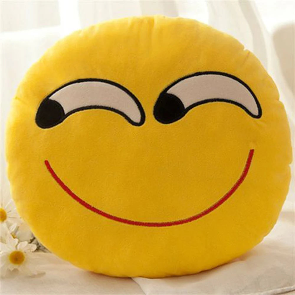 Yellow Polyester Cartoon Emoji Funny Soft Throw Pillows/Cotton Filling