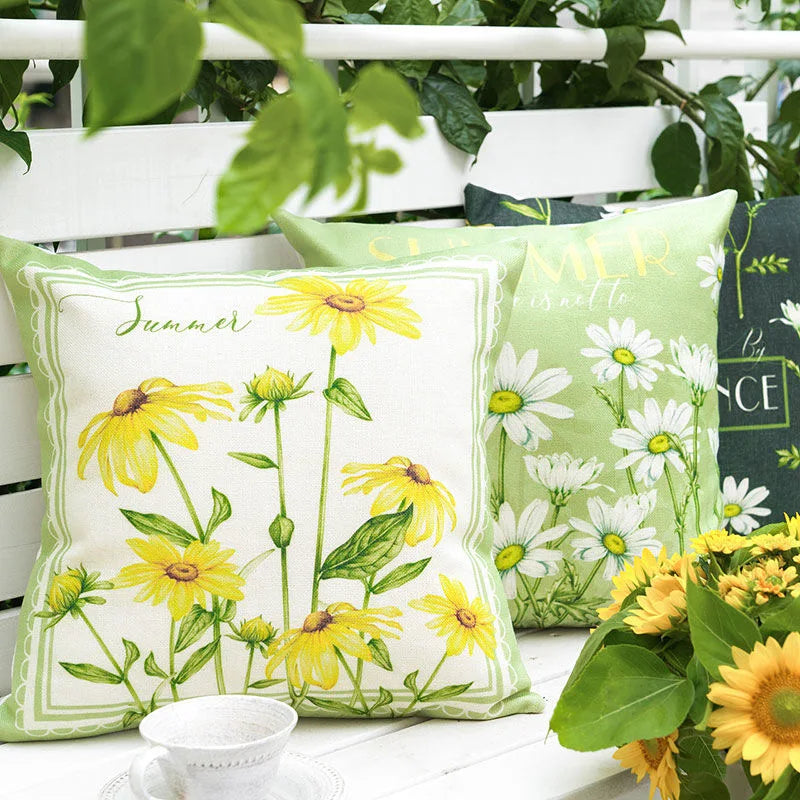 2 PCS Set Linlamlim Green Floral Throw Pillow Covers