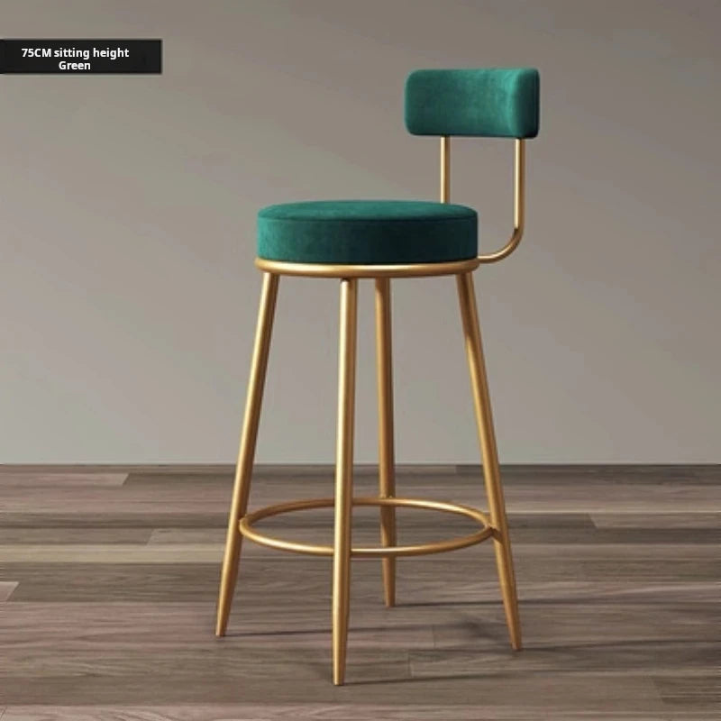Nordic Iron Framed Low Backrest Upholstered Velvet Armless Bar Stools/Colors- Blue/Green/Black/White/Pink/Gold