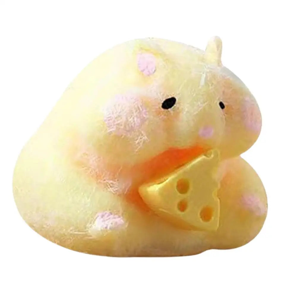 TPR Plastic Handheld Cute Hamster Face-Triangle Cheese Sensory Pinch-Squeeze Fidget Toys/Colors-Yellow/White/Ages: 6-18 + Years Older