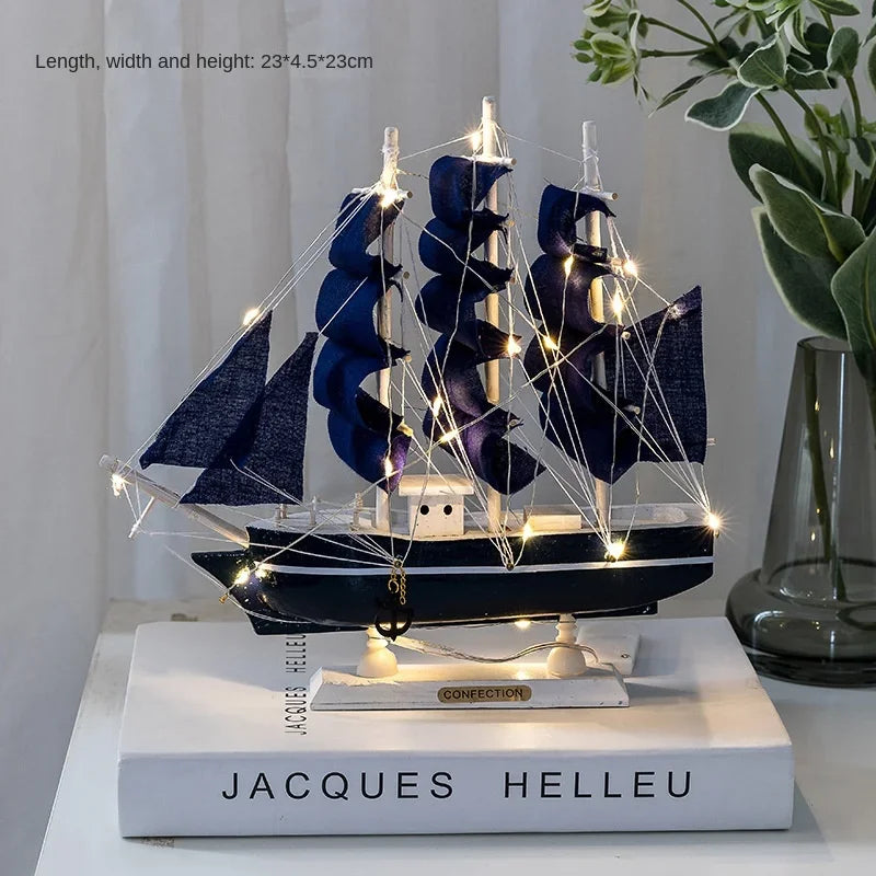 Wood/Fabric Nautical Sailboat Models/Colors-White/Black/Blue
