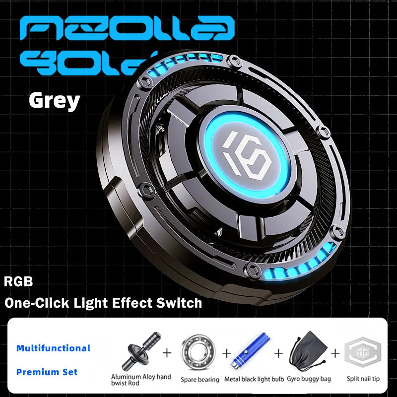 YIJOO 3 In 1 Round Aluminum Hand Twist RGB Mechanical Roulette Glowing Tricolor Switchable Lighting-Sound Effects Pushing Eye-Hand-Finger Spinning Toys/Colors-Black/Gray/Silver/Ages: Young Adults 13-18 + Years Older