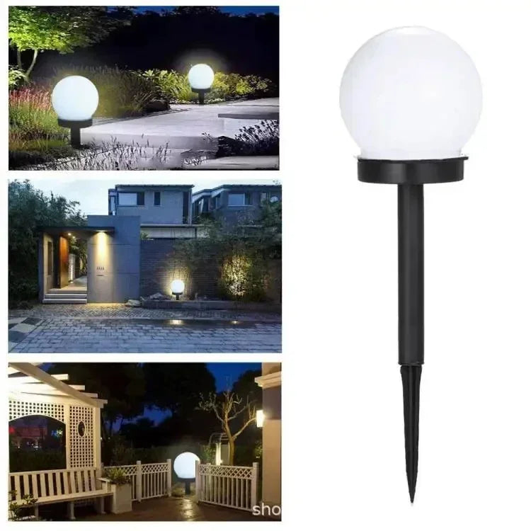 ZHIYU Modern Waterproof Automatic Light Control Mode Power-Saving Solar-Powered Round Ball Shaped Plastic Warm White LED Walkway Black Base Lamps/LED Incandescent Bulbs Included