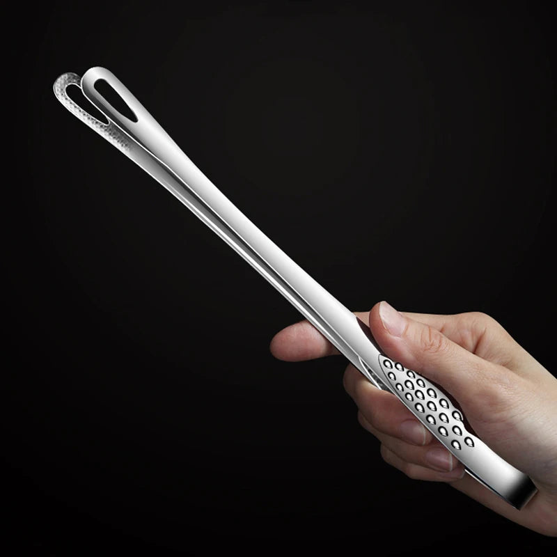 2 PCS Silver Stainless Steel Kitchen Barbecue Grill Tweezer Food Tongs/
