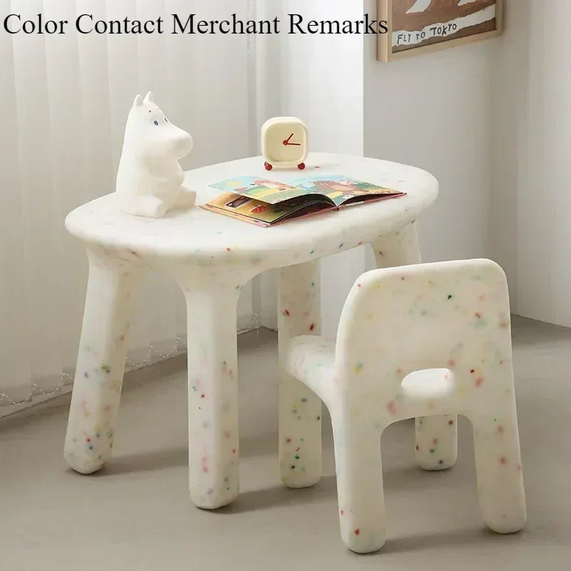 Toddlers Size Oval Shape Plastic White Table Colorful Chairs Set/Colors-White/Blue/Orange/Green/Assembly Required
