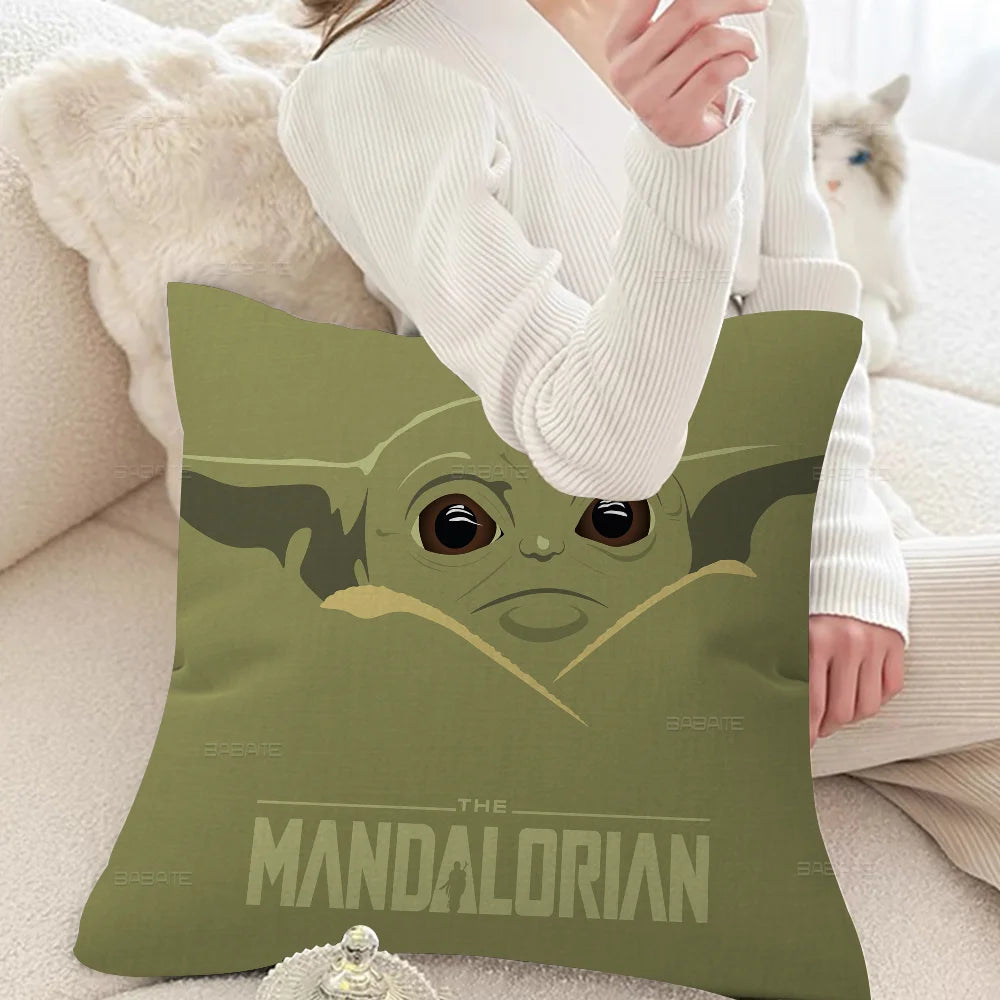 Printed B-Baby-Yoda S Throw Pillowcase Covers/Colors-Multicolor/Blue/Brown/Green