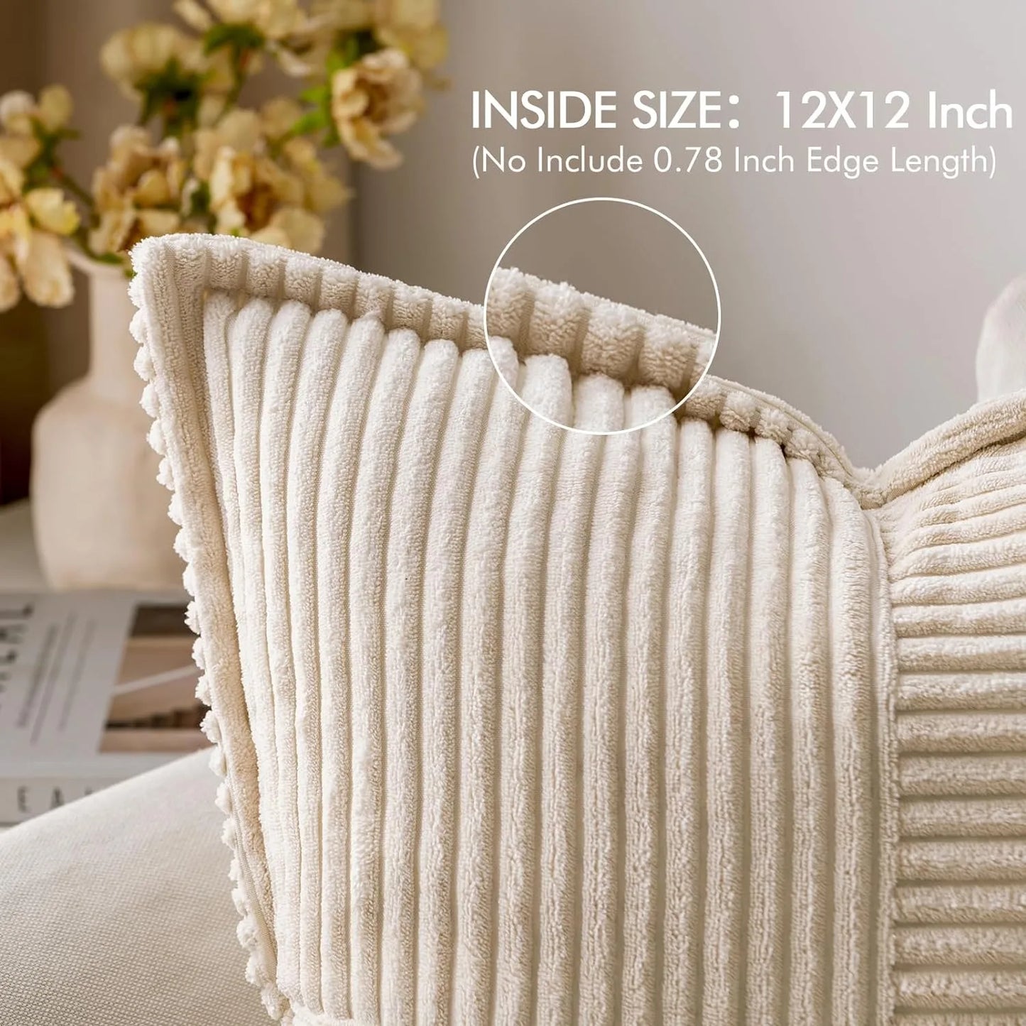 Polyester Corduroy Striped Throw Pillows COVERS/ Concealed Zipper/Colors-Beige/Green/Cream White/ Light Brown/Orange/Dark Green/ Pink/ Red/Black/Gray/Blue Green
