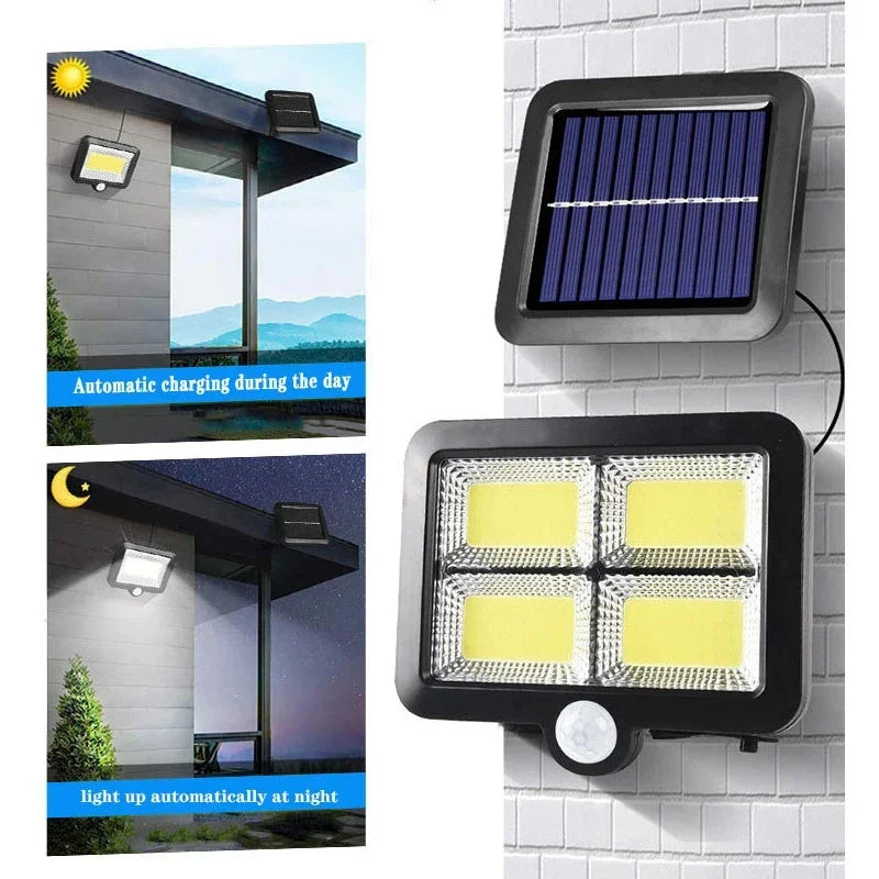 ZHIYU Outdoor Rectangle Black-White Plastic Body Solar-Powered Rechargeable Remote Control 3 Modes Split Warm-Cool White LED Intelligent Human Body Sensor Induction Waterproof Wall-Mounted Landscape Pathway Lights