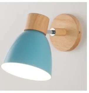 Nordic Iron Plain Dyed Up-Down Shade Direction Wall Mounted Wood Base Wall Lamps/Colors-White/Green/Yellow/Black/Gray/Pink/Bulb Cap Type E27