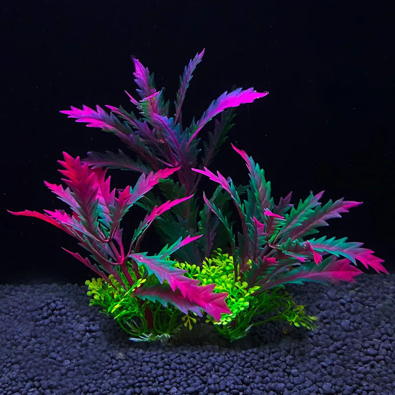 Plastic Artificial Aquarium Aquatic Grass Weeds Plants For Fish Aquarium/Colors-Floral Green/Purple
