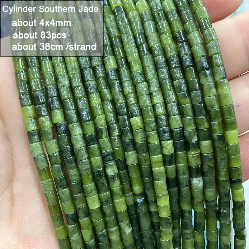Wholesale 100% Natural Green Jade Cylinder Square Irregular Faceted Round Stone Beads for Jewelry Making Diy Bracelet Charms