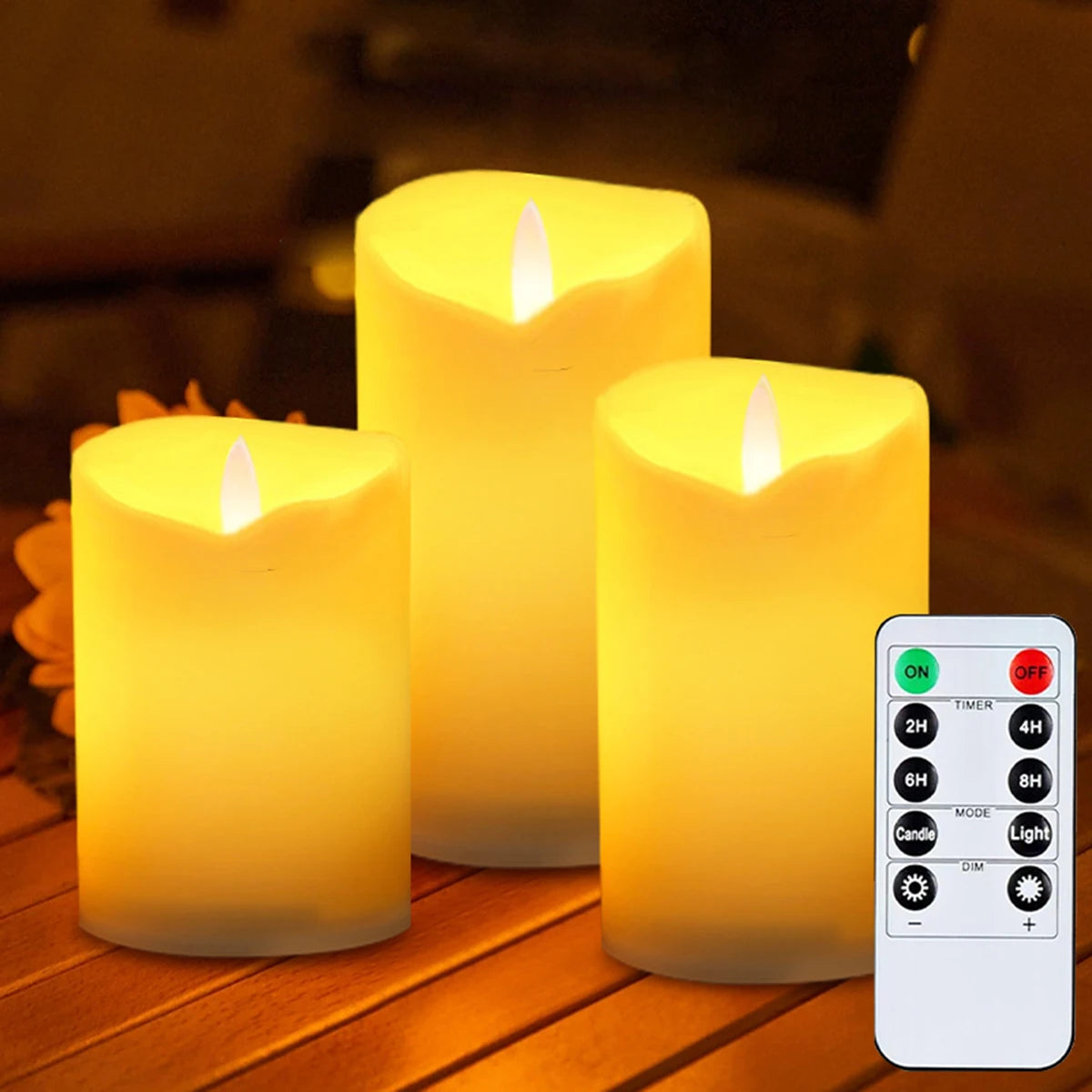 3-12 PCS SET LED Round Plastic Remote Control Water-Resistant Flickering Flameless Electronic Candles/5 DRY BATTERY Not Included /Bulbs Not Included/Colors-Yellow/Beige/White