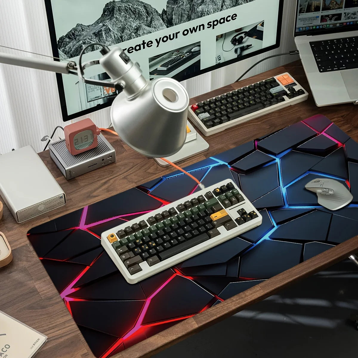 Large Rectangle Non-Toxic Red-Black Gradient Design Breathable Fabric Lycra Smooth Surface Non-Slip Rubber Base Stitched Edges Gaming Laptop-Computer Mouse Pads